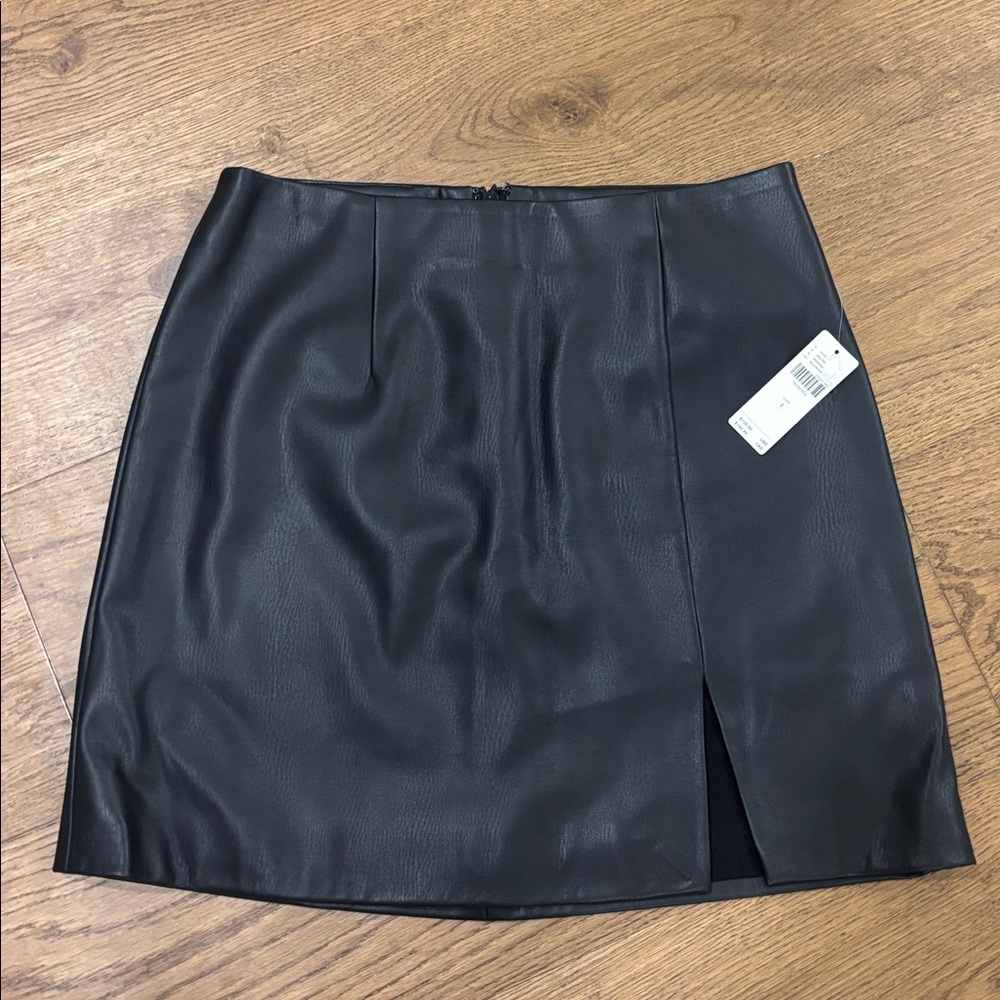 Anthropologie Maeve Black Faux Leather Mini Skirt